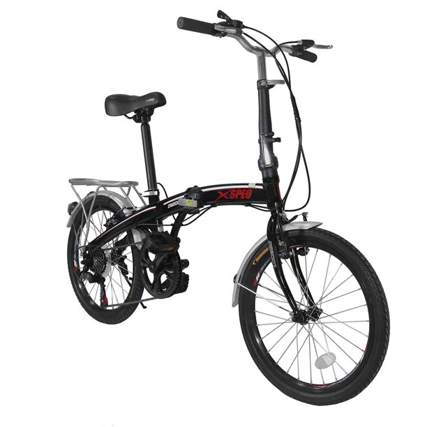 Xspec-2022-7-Speed-City-Folding-Compact-Bike-Bicycle-Urban-Commuter-Shimano-Black