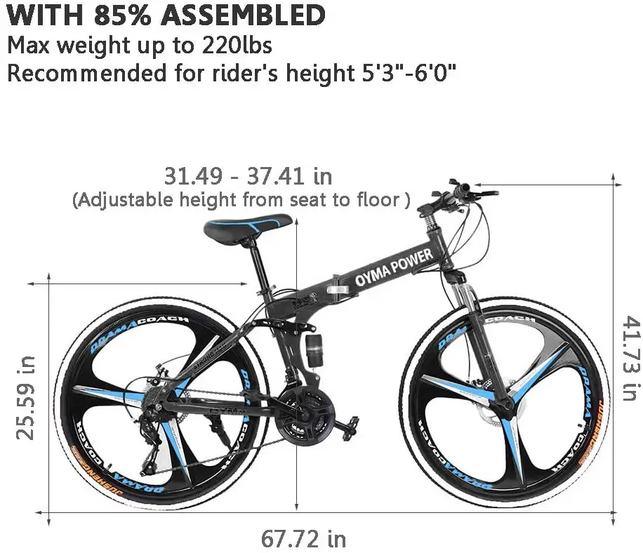 OYMA-Power-26-in-21-Speed-Full-Suspension-MTB-Bikes-Folding-Mountain-Bike