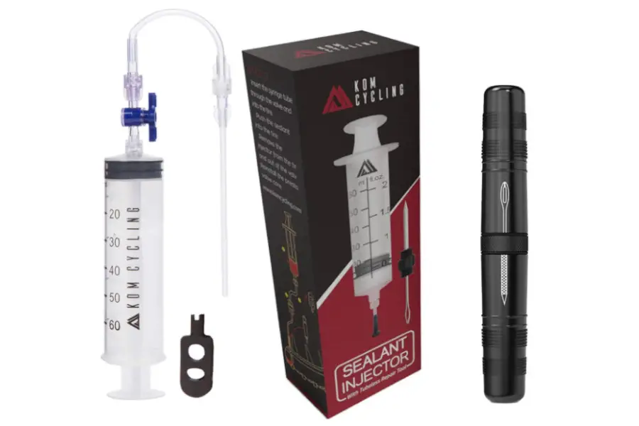 KOM Cycling Tubeless Sealant Injector Syringe - Removable Presta Valve Core  