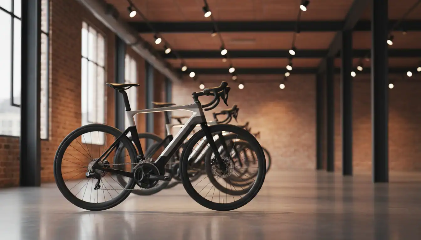 Premium electric bicycles from top brands in a modern bike showroom
